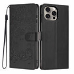 เคสโทรศัพท์หนังวีแกนปั๊มลายต้นไม้แมวแบบพับ สำหรับ iPhone 16 Pro, สำหรับ iPhone 16 Plus, สำหรับ iPhone 16, สำหรับ iPhone 15 Pro Max, สำหรับ iPhone 15 Pro, สำหรับ iPhone 15 Plus