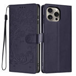 เคสโทรศัพท์หนังวีแกนปั๊มลายต้นไม้แมวแบบพับ สำหรับ iPhone 16 Pro, สำหรับ iPhone 16 Plus, สำหรับ iPhone 16, สำหรับ iPhone 15 Pro Max, สำหรับ iPhone 15 Pro, สำหรับ iPhone 15 Plus