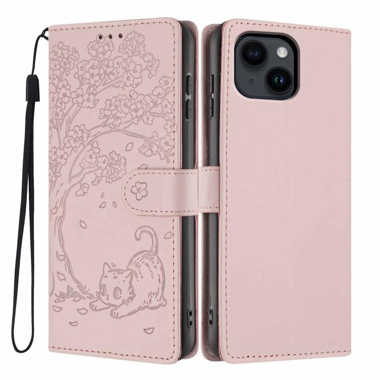 เคสโทรศัพท์หนังวีแกนพับลายแมวต้นไม้ สำหรับ iPhone 15, สำหรับ iPhone 14 Plus, สำหรับ iPhone 14, สำหรับ iPhone 14 Pro, สำหรับ iPhone 14 Pro Max, สำหรับ iPhone 13 Pro Max