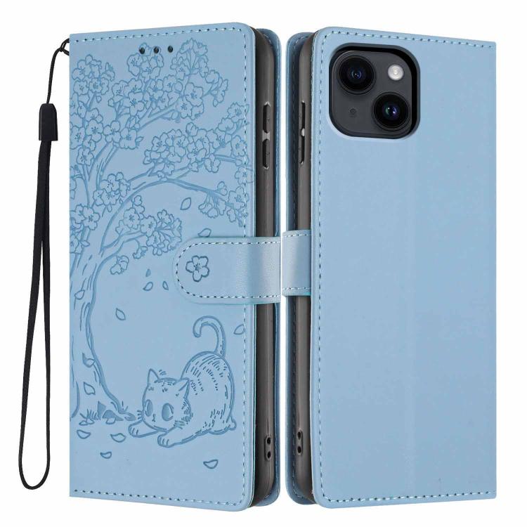 เคสโทรศัพท์หนังวีแกนพับลายแมวต้นไม้ สำหรับ iPhone 15, สำหรับ iPhone 14 Plus, สำหรับ iPhone 14, สำหรับ iPhone 14 Pro, สำหรับ iPhone 14 Pro Max, สำหรับ iPhone 13 Pro Max