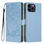 เคสโทรศัพท์หนังวีแกนพับลายแมวต้นไม้ สำหรับ iPhone 15, สำหรับ iPhone 14 Plus, สำหรับ iPhone 14, สำหรับ iPhone 14 Pro, สำหรับ iPhone 14 Pro Max, สำหรับ iPhone 13 Pro Max
