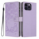 เคสโทรศัพท์หนังวีแกนพับลายแมวต้นไม้ สำหรับ iPhone 15, สำหรับ iPhone 14 Plus, สำหรับ iPhone 14, สำหรับ iPhone 14 Pro, สำหรับ iPhone 14 Pro Max, สำหรับ iPhone 13 Pro Max