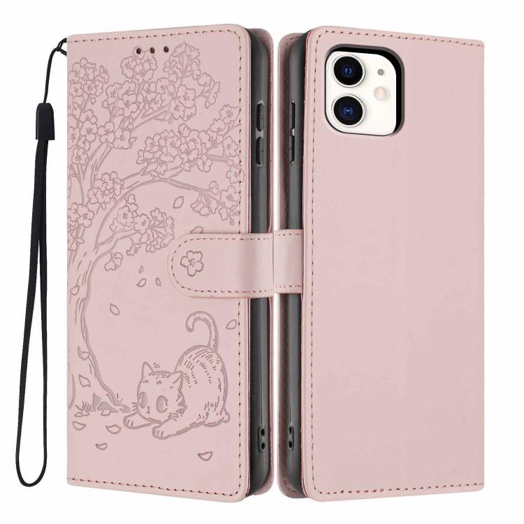 เคสโทรศัพท์หนังวีแกนพับลายแมวต้นไม้ สำหรับ iPhone 11 Pro