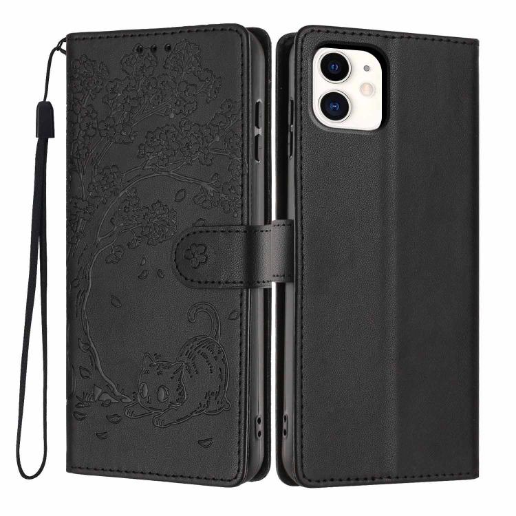 เคสโทรศัพท์หนังวีแกนพับลายแมวต้นไม้ สำหรับ iPhone 11 Pro