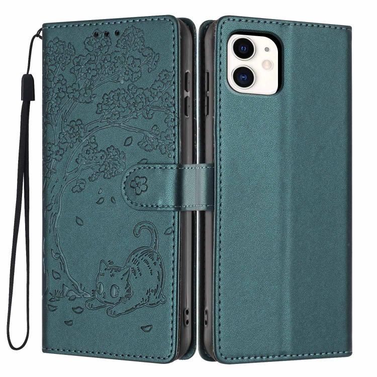 เคสโทรศัพท์หนังวีแกนพับลายแมวต้นไม้ สำหรับ iPhone 11 Pro