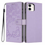 เคสโทรศัพท์หนังวีแกนพับลายแมวต้นไม้ สำหรับ iPhone 11 Pro