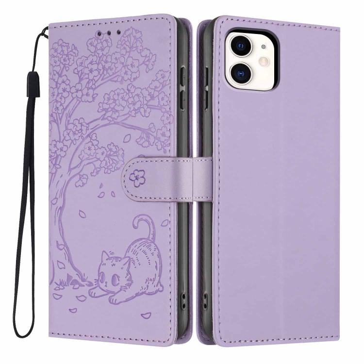 เคสโทรศัพท์หนังวีแกนพับลายแมวต้นไม้ สำหรับ iPhone 11 Pro