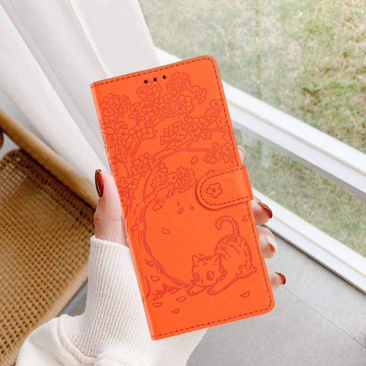 เคสโทรศัพท์หนังวีแกนปั๊มลายต้นไม้แมวแบบพับ สำหรับ iPhone 17e / 16e, สำหรับ iPhone 17 Pro Max, สำหรับ iPhone 17 Pro, สำหรับ iPhone 17, สำหรับ iPhone Air, สำหรับ iPhone 16 Pro Max