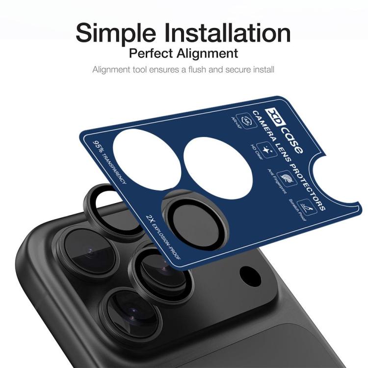 ฟิล์มป้องกันเลนส์กล้อง Hawkeye AF + AR พร้อมเครื่องมือจัดตำแหน่ง XDcase 5 ชิ้น สำหรับ iPhone 17 Pro Max, สำหรับ iPhone 17 Pro