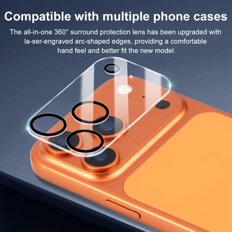 ฟิล์มกระจกนิรภัยแบบรวมพิมพ์ซิลค์สกรีนสำหรับกล้องหลัง XDcase 5 ชิ้น สำหรับ iPhone 17 Pro Max, สำหรับ iPhone 17 Pro, สำหรับ iPhone 17, สำหรับ iPhone Air