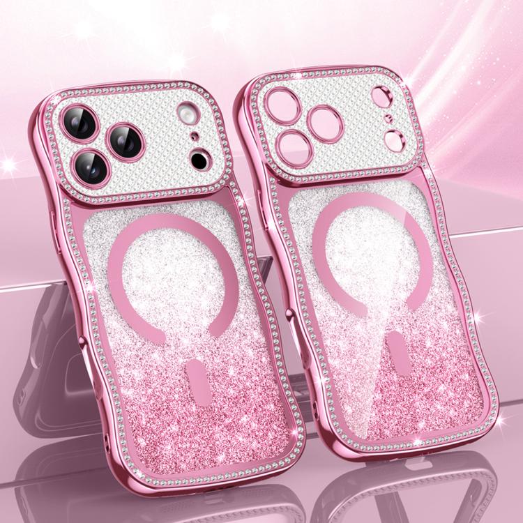 เคสโทรศัพท์ TPU ประกอบกรอบลายคลื่นดาวเพชรเคลือบไฟฟ้าพร้อมแม่เหล็ก สำหรับ iPhone 17 Pro Max, สำหรับ iPhone 17 Pro, สำหรับ iPhone 17, สำหรับ iPhone 16 Pro Max, สำหรับ iPhone 16 Pro, สำหรับ iPhone 16