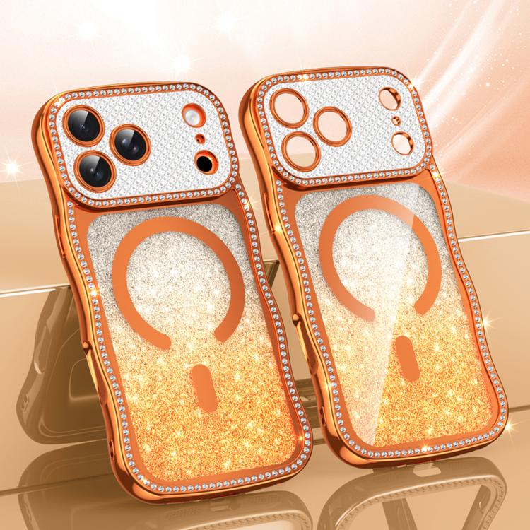 เคสโทรศัพท์ TPU ประกอบกรอบลายคลื่นดาวเพชรเคลือบไฟฟ้าพร้อมแม่เหล็ก สำหรับ iPhone 17 Pro Max, สำหรับ iPhone 17 Pro, สำหรับ iPhone 17, สำหรับ iPhone 16 Pro Max, สำหรับ iPhone 16 Pro, สำหรับ iPhone 16