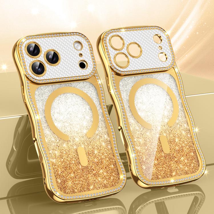 เคสโทรศัพท์ TPU ประกอบกรอบลายคลื่นดาวเพชรเคลือบไฟฟ้าพร้อมแม่เหล็ก สำหรับ iPhone 17 Pro Max, สำหรับ iPhone 17 Pro, สำหรับ iPhone 17, สำหรับ iPhone 16 Pro Max, สำหรับ iPhone 16 Pro, สำหรับ iPhone 16