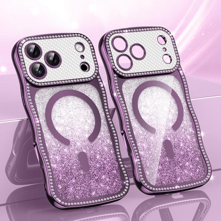 เคสโทรศัพท์ TPU ประกอบกรอบลายคลื่นดาวเพชรเคลือบไฟฟ้าพร้อมแม่เหล็ก สำหรับ iPhone 17 Pro Max, สำหรับ iPhone 17 Pro, สำหรับ iPhone 17, สำหรับ iPhone 16 Pro Max, สำหรับ iPhone 16 Pro, สำหรับ iPhone 16