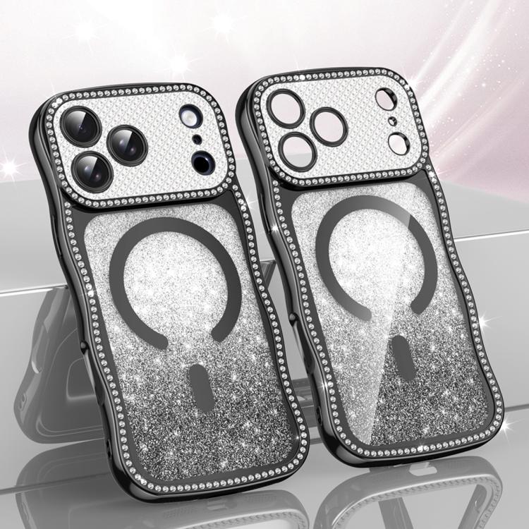 เคสโทรศัพท์ TPU ประกอบกรอบลายคลื่นดาวเพชรเคลือบไฟฟ้าพร้อมแม่เหล็ก สำหรับ iPhone 17 Pro Max, สำหรับ iPhone 17 Pro, สำหรับ iPhone 17, สำหรับ iPhone 16 Pro Max, สำหรับ iPhone 16 Pro, สำหรับ iPhone 16