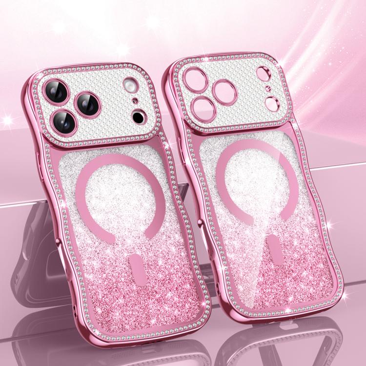 เคสโทรศัพท์ TPU ประกอบกรอบลายคลื่นดาวเพชรเคลือบไฟฟ้าพร้อมแม่เหล็ก สำหรับ iPhone 17 Pro Max, สำหรับ iPhone 17 Pro, สำหรับ iPhone 17, สำหรับ iPhone 16 Pro Max, สำหรับ iPhone 16 Pro, สำหรับ iPhone 16