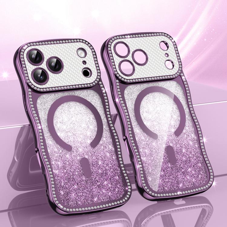 เคสโทรศัพท์ TPU ประกอบกรอบลายคลื่นดาวเพชรเคลือบไฟฟ้าพร้อมแม่เหล็ก สำหรับ iPhone 17 Pro Max, สำหรับ iPhone 17 Pro, สำหรับ iPhone 17, สำหรับ iPhone 16 Pro Max, สำหรับ iPhone 16 Pro, สำหรับ iPhone 16