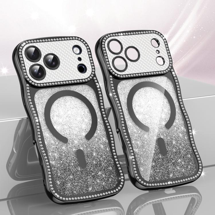 เคสโทรศัพท์ TPU ประกอบกรอบลายคลื่นดาวเพชรเคลือบไฟฟ้าพร้อมแม่เหล็ก สำหรับ iPhone 17 Pro Max, สำหรับ iPhone 17 Pro, สำหรับ iPhone 17, สำหรับ iPhone 16 Pro Max, สำหรับ iPhone 16 Pro, สำหรับ iPhone 16