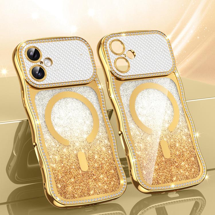 เคสโทรศัพท์ TPU ประกอบกรอบลายคลื่นดาวเพชรเคลือบไฟฟ้าพร้อมแม่เหล็ก สำหรับ iPhone 17 Pro Max, สำหรับ iPhone 17 Pro, สำหรับ iPhone 17, สำหรับ iPhone 16 Pro Max, สำหรับ iPhone 16 Pro, สำหรับ iPhone 16