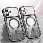 เคสโทรศัพท์ TPU ประกอบกรอบลายคลื่นดาวเพชรเคลือบไฟฟ้าพร้อมแม่เหล็ก สำหรับ iPhone 17 Pro Max, สำหรับ iPhone 17 Pro, สำหรับ iPhone 17, สำหรับ iPhone 16 Pro Max, สำหรับ iPhone 16 Pro, สำหรับ iPhone 16