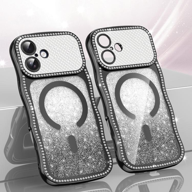 เคสโทรศัพท์ TPU ประกอบกรอบลายคลื่นดาวเพชรเคลือบไฟฟ้าพร้อมแม่เหล็ก สำหรับ iPhone 17 Pro Max, สำหรับ iPhone 17 Pro, สำหรับ iPhone 17, สำหรับ iPhone 16 Pro Max, สำหรับ iPhone 16 Pro, สำหรับ iPhone 16
