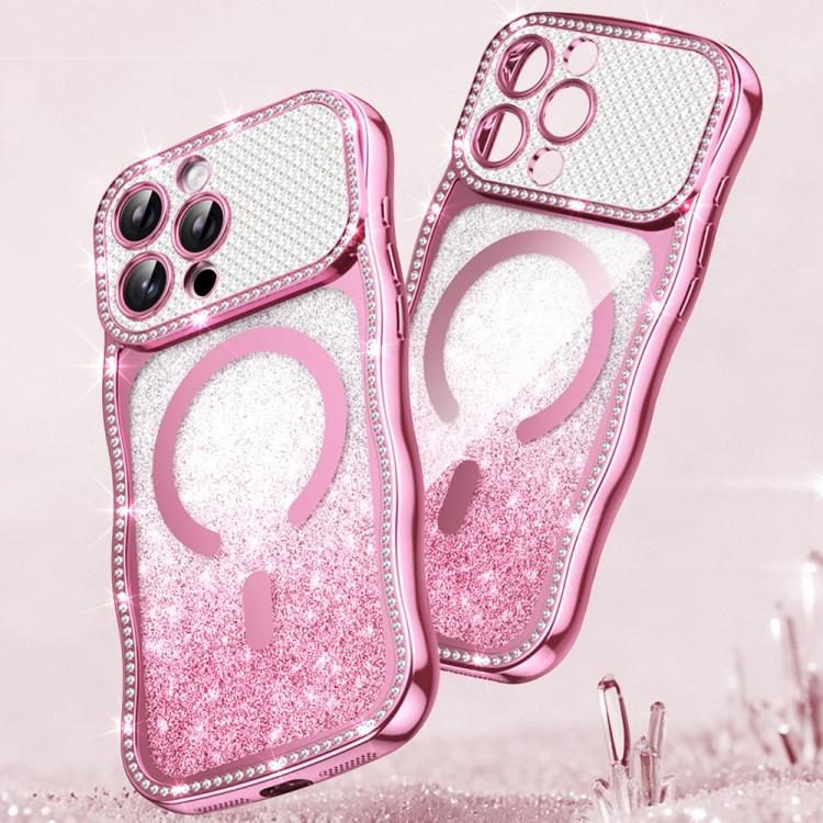 เคสโทรศัพท์ TPU ประกอบกรอบลายคลื่นดาวเพชรเคลือบไฟฟ้าพร้อมแม่เหล็ก สำหรับ iPhone 17 Pro Max, สำหรับ iPhone 17 Pro, สำหรับ iPhone 17, สำหรับ iPhone 16 Pro Max, สำหรับ iPhone 16 Pro, สำหรับ iPhone 16