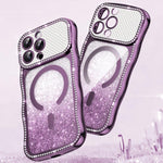 เคสโทรศัพท์ TPU ประกอบกรอบลายคลื่นดาวเพชรเคลือบไฟฟ้าพร้อมแม่เหล็ก สำหรับ iPhone 17 Pro Max, สำหรับ iPhone 17 Pro, สำหรับ iPhone 17, สำหรับ iPhone 16 Pro Max, สำหรับ iPhone 16 Pro, สำหรับ iPhone 16