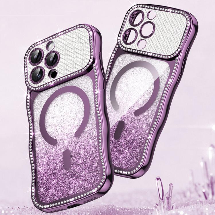เคสโทรศัพท์ TPU ประกอบกรอบลายคลื่นดาวเพชรเคลือบไฟฟ้าพร้อมแม่เหล็ก สำหรับ iPhone 17 Pro Max, สำหรับ iPhone 17 Pro, สำหรับ iPhone 17, สำหรับ iPhone 16 Pro Max, สำหรับ iPhone 16 Pro, สำหรับ iPhone 16