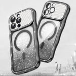 เคสโทรศัพท์ TPU ประกอบกรอบลายคลื่นดาวเพชรเคลือบไฟฟ้าพร้อมแม่เหล็ก สำหรับ iPhone 17 Pro Max, สำหรับ iPhone 17 Pro, สำหรับ iPhone 17, สำหรับ iPhone 16 Pro Max, สำหรับ iPhone 16 Pro, สำหรับ iPhone 16