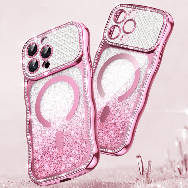 เคสโทรศัพท์ TPU ประกอบกรอบลายคลื่นดาวเพชรเคลือบไฟฟ้าพร้อมแม่เหล็ก สำหรับ iPhone 17 Pro Max, สำหรับ iPhone 17 Pro, สำหรับ iPhone 17, สำหรับ iPhone 16 Pro Max, สำหรับ iPhone 16 Pro, สำหรับ iPhone 16