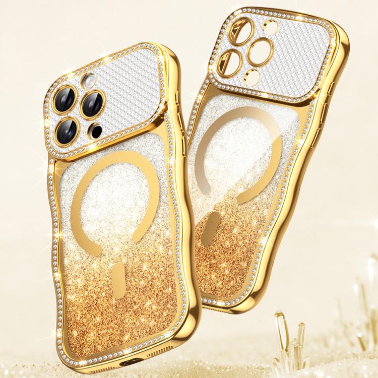 เคสโทรศัพท์ TPU ประกอบกรอบลายคลื่นดาวเพชรเคลือบไฟฟ้าพร้อมแม่เหล็ก สำหรับ iPhone 17 Pro Max, สำหรับ iPhone 17 Pro, สำหรับ iPhone 17, สำหรับ iPhone 16 Pro Max, สำหรับ iPhone 16 Pro, สำหรับ iPhone 16