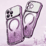 เคสโทรศัพท์ TPU ประกอบกรอบลายคลื่นดาวเพชรเคลือบไฟฟ้าพร้อมแม่เหล็ก สำหรับ iPhone 17 Pro Max, สำหรับ iPhone 17 Pro, สำหรับ iPhone 17, สำหรับ iPhone 16 Pro Max, สำหรับ iPhone 16 Pro, สำหรับ iPhone 16