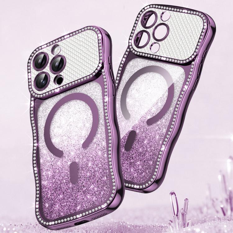 เคสโทรศัพท์ TPU ประกอบกรอบลายคลื่นดาวเพชรเคลือบไฟฟ้าพร้อมแม่เหล็ก สำหรับ iPhone 17 Pro Max, สำหรับ iPhone 17 Pro, สำหรับ iPhone 17, สำหรับ iPhone 16 Pro Max, สำหรับ iPhone 16 Pro, สำหรับ iPhone 16