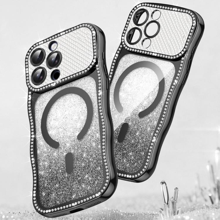 เคสโทรศัพท์ TPU ประกอบกรอบลายคลื่นดาวเพชรเคลือบไฟฟ้าพร้อมแม่เหล็ก สำหรับ iPhone 17 Pro Max, สำหรับ iPhone 17 Pro, สำหรับ iPhone 17, สำหรับ iPhone 16 Pro Max, สำหรับ iPhone 16 Pro, สำหรับ iPhone 16