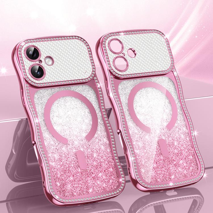 เคสโทรศัพท์ TPU ประกอบกรอบลายคลื่นดาวเพชรเคลือบไฟฟ้าพร้อมแม่เหล็ก สำหรับ iPhone 17 Pro Max, สำหรับ iPhone 17 Pro, สำหรับ iPhone 17, สำหรับ iPhone 16 Pro Max, สำหรับ iPhone 16 Pro, สำหรับ iPhone 16