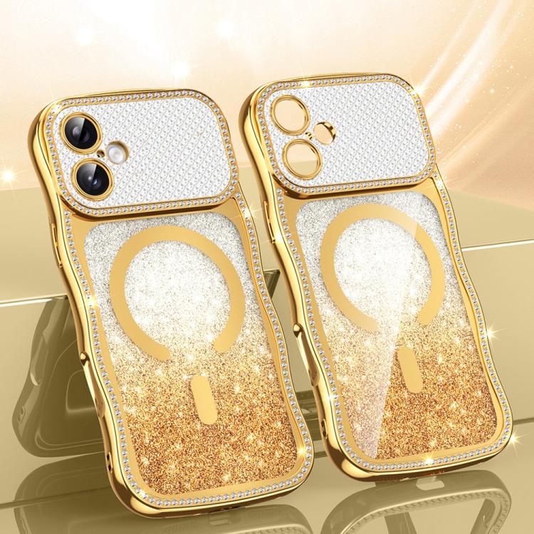 เคสโทรศัพท์ TPU ประกอบกรอบลายคลื่นดาวเพชรเคลือบไฟฟ้าพร้อมแม่เหล็ก สำหรับ iPhone 17 Pro Max, สำหรับ iPhone 17 Pro, สำหรับ iPhone 17, สำหรับ iPhone 16 Pro Max, สำหรับ iPhone 16 Pro, สำหรับ iPhone 16