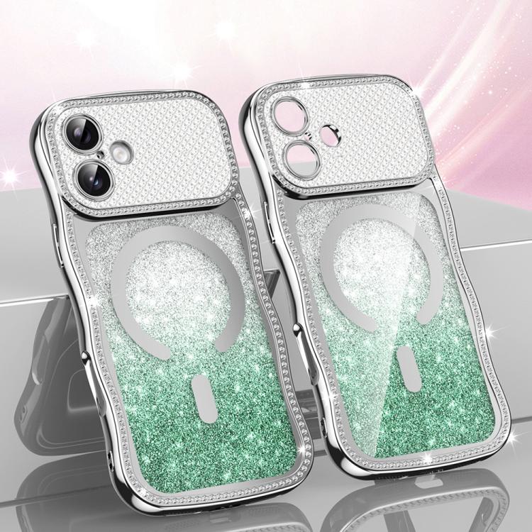 เคสโทรศัพท์ TPU ประกอบกรอบลายคลื่นดาวเพชรเคลือบไฟฟ้าพร้อมแม่เหล็ก สำหรับ iPhone 17 Pro Max, สำหรับ iPhone 17 Pro, สำหรับ iPhone 17, สำหรับ iPhone 16 Pro Max, สำหรับ iPhone 16 Pro, สำหรับ iPhone 16