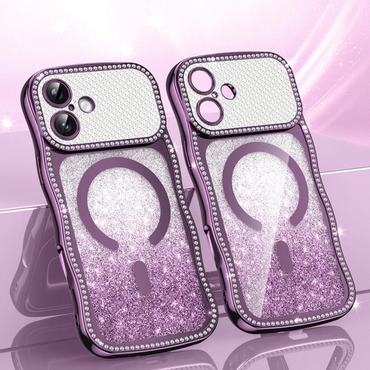 เคสโทรศัพท์ TPU ประกอบกรอบลายคลื่นดาวเพชรเคลือบไฟฟ้าพร้อมแม่เหล็ก สำหรับ iPhone 17 Pro Max, สำหรับ iPhone 17 Pro, สำหรับ iPhone 17, สำหรับ iPhone 16 Pro Max, สำหรับ iPhone 16 Pro, สำหรับ iPhone 16