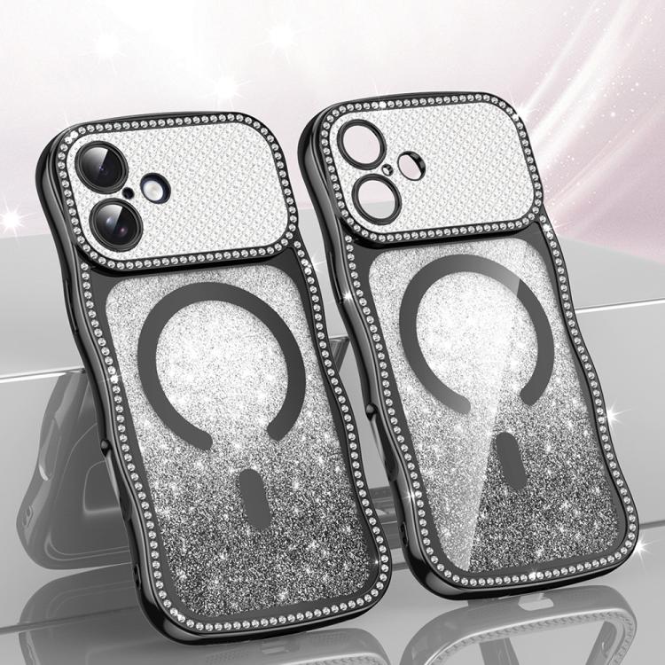 เคสโทรศัพท์ TPU ประกอบกรอบลายคลื่นดาวเพชรเคลือบไฟฟ้าพร้อมแม่เหล็ก สำหรับ iPhone 17 Pro Max, สำหรับ iPhone 17 Pro, สำหรับ iPhone 17, สำหรับ iPhone 16 Pro Max, สำหรับ iPhone 16 Pro, สำหรับ iPhone 16