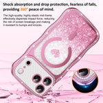 เคสโทรศัพท์ TPU ประกอบกรอบลายคลื่นดาวเพชรเคลือบไฟฟ้าพร้อมกลิตเตอร์หัวใจแม่เหล็ก สำหรับ iPhone 17 Pro Max, สำหรับ iPhone 17 Pro, สำหรับ iPhone 17, สำหรับ iPhone 16 Pro Max, สำหรับ iPhone 16 Pro, สำหรับ iPhone 16