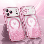 เคสโทรศัพท์ TPU ประกอบกรอบลายคลื่นดาวเพชรเคลือบไฟฟ้าพร้อมกลิตเตอร์หัวใจแม่เหล็ก สำหรับ iPhone 17 Pro Max, สำหรับ iPhone 17 Pro, สำหรับ iPhone 17, สำหรับ iPhone 16 Pro Max, สำหรับ iPhone 16 Pro, สำหรับ iPhone 16