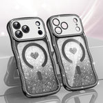 เคสโทรศัพท์ TPU ประกอบกรอบลายคลื่นดาวเพชรเคลือบไฟฟ้าพร้อมกลิตเตอร์หัวใจแม่เหล็ก สำหรับ iPhone 17 Pro Max, สำหรับ iPhone 17 Pro, สำหรับ iPhone 17, สำหรับ iPhone 16 Pro Max, สำหรับ iPhone 16 Pro, สำหรับ iPhone 16