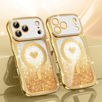 เคสโทรศัพท์ TPU ประกอบกรอบลายคลื่นดาวเพชรเคลือบไฟฟ้าพร้อมกลิตเตอร์หัวใจแม่เหล็ก สำหรับ iPhone 17 Pro Max, สำหรับ iPhone 17 Pro, สำหรับ iPhone 17, สำหรับ iPhone 16 Pro Max, สำหรับ iPhone 16 Pro, สำหรับ iPhone 16