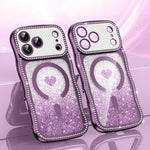 เคสโทรศัพท์ TPU ประกอบกรอบลายคลื่นดาวเพชรเคลือบไฟฟ้าพร้อมกลิตเตอร์หัวใจแม่เหล็ก สำหรับ iPhone 17 Pro Max, สำหรับ iPhone 17 Pro, สำหรับ iPhone 17, สำหรับ iPhone 16 Pro Max, สำหรับ iPhone 16 Pro, สำหรับ iPhone 16
