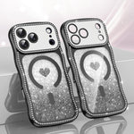 เคสโทรศัพท์ TPU ประกอบกรอบลายคลื่นดาวเพชรเคลือบไฟฟ้าพร้อมกลิตเตอร์หัวใจแม่เหล็ก สำหรับ iPhone 17 Pro Max, สำหรับ iPhone 17 Pro, สำหรับ iPhone 17, สำหรับ iPhone 16 Pro Max, สำหรับ iPhone 16 Pro, สำหรับ iPhone 16