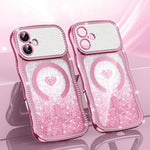 เคสโทรศัพท์ TPU ประกอบกรอบลายคลื่นดาวเพชรเคลือบไฟฟ้าพร้อมกลิตเตอร์หัวใจแม่เหล็ก สำหรับ iPhone 17 Pro Max, สำหรับ iPhone 17 Pro, สำหรับ iPhone 17, สำหรับ iPhone 16 Pro Max, สำหรับ iPhone 16 Pro, สำหรับ iPhone 16