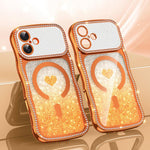 เคสโทรศัพท์ TPU ประกอบกรอบลายคลื่นดาวเพชรเคลือบไฟฟ้าพร้อมกลิตเตอร์หัวใจแม่เหล็ก สำหรับ iPhone 17 Pro Max, สำหรับ iPhone 17 Pro, สำหรับ iPhone 17, สำหรับ iPhone 16 Pro Max, สำหรับ iPhone 16 Pro, สำหรับ iPhone 16