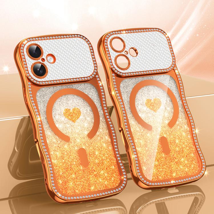 เคสโทรศัพท์ TPU ประกอบกรอบลายคลื่นดาวเพชรเคลือบไฟฟ้าพร้อมกลิตเตอร์หัวใจแม่เหล็ก สำหรับ iPhone 17 Pro Max, สำหรับ iPhone 17 Pro, สำหรับ iPhone 17, สำหรับ iPhone 16 Pro Max, สำหรับ iPhone 16 Pro, สำหรับ iPhone 16