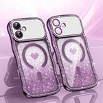 เคสโทรศัพท์ TPU ประกอบกรอบลายคลื่นดาวเพชรเคลือบไฟฟ้าพร้อมกลิตเตอร์หัวใจแม่เหล็ก สำหรับ iPhone 17 Pro Max, สำหรับ iPhone 17 Pro, สำหรับ iPhone 17, สำหรับ iPhone 16 Pro Max, สำหรับ iPhone 16 Pro, สำหรับ iPhone 16