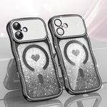 เคสโทรศัพท์ TPU ประกอบกรอบลายคลื่นดาวเพชรเคลือบไฟฟ้าพร้อมกลิตเตอร์หัวใจแม่เหล็ก สำหรับ iPhone 17 Pro Max, สำหรับ iPhone 17 Pro, สำหรับ iPhone 17, สำหรับ iPhone 16 Pro Max, สำหรับ iPhone 16 Pro, สำหรับ iPhone 16